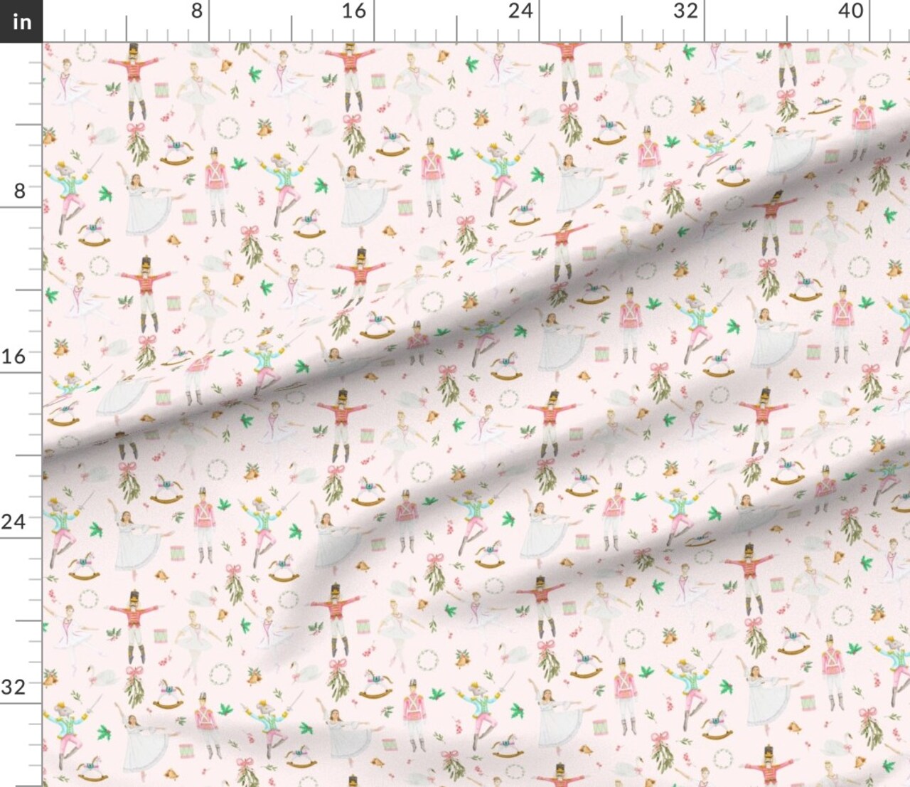 Various Fabrics by the Yard or Fat Quarter Nutcracker Ballet Pink Winter Holiday Christmas Watercolor Swan Fairy Custom Printed Fabric by Spoonflower